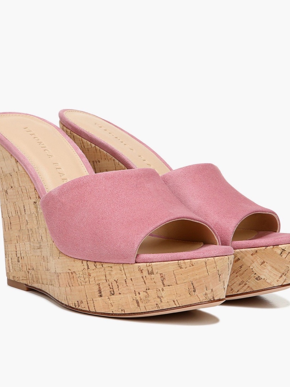 Veronica Beard Dali Platform Wedge Sandal (Women) Pink Suede Cork Wedge Slides